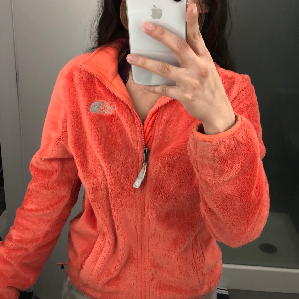 fuzzy north face zip up